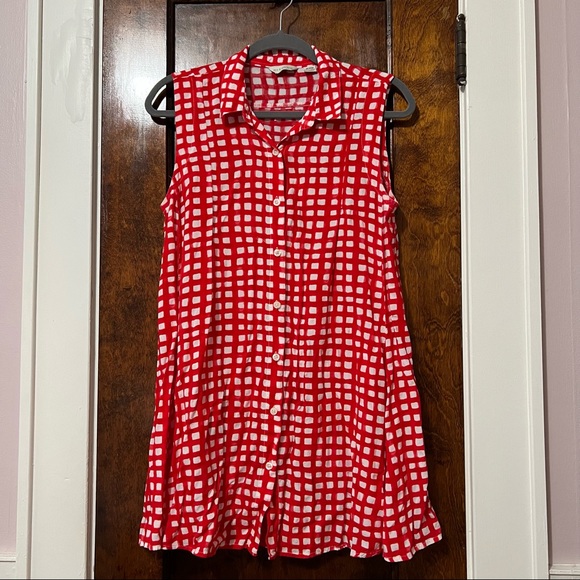Anthropologie Red/white gingham tunic Medium - Picture 1 of 6